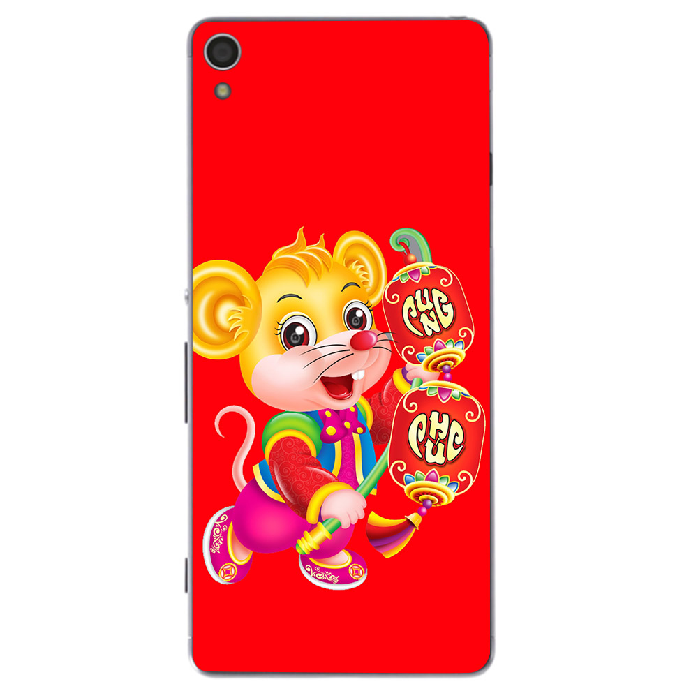 Ốp lưng cứng viền dẻo dành cho điện thoại Sony Xperia X - Chuột cầm đèn lồng vui Xuân MS CCDLVX01