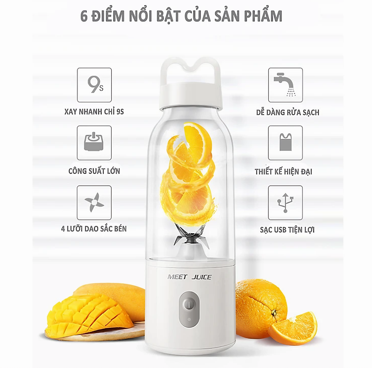 Máy xay sinh tố mini KGmeetjuice dễ sử dụng đa năng tiện lợi dung tích 500ml- Hàng chính hãng