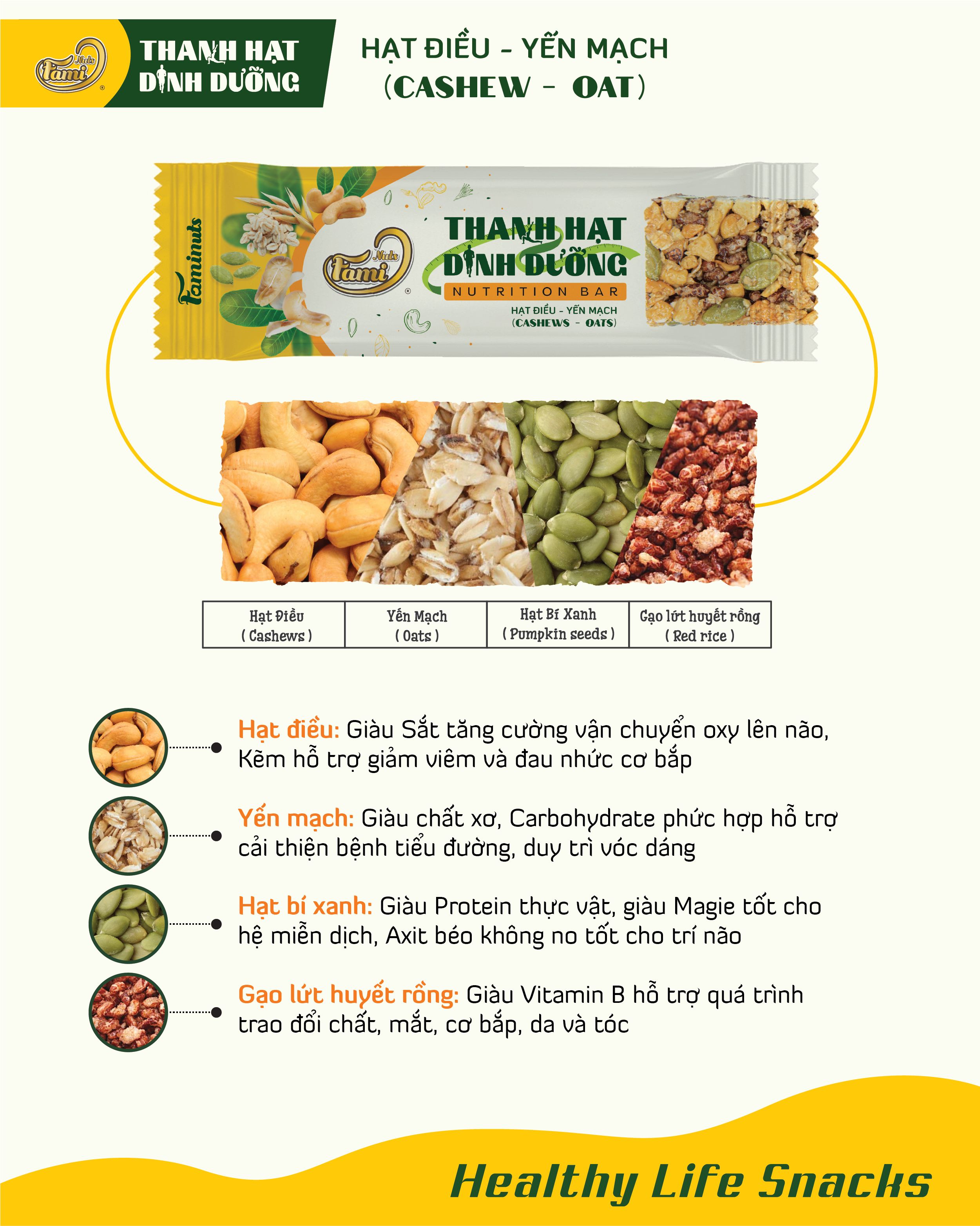Thanh Hạt Dinh Dưỡng Vị Hạt Điều & Rong Biển Faminuts - Thanh Ngũ Cốc Ăn Kiêng Giảm Cân