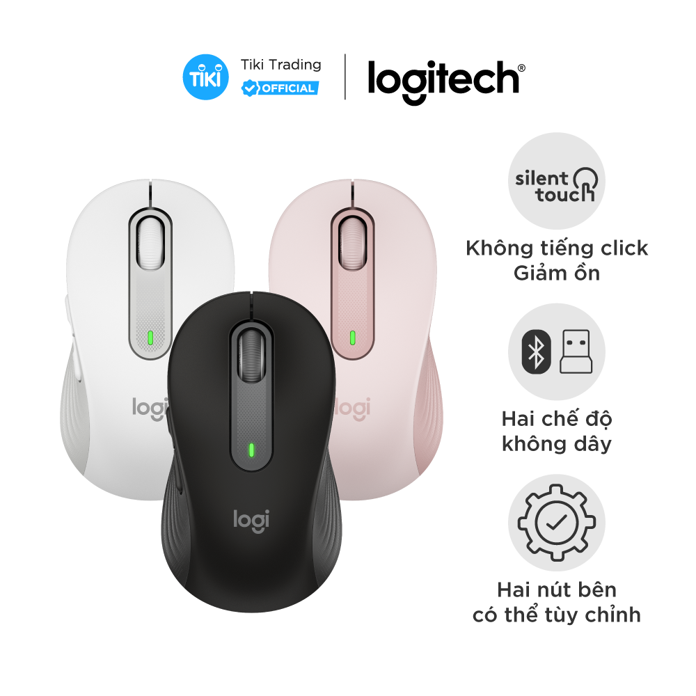Chuột Không Dây Bluetooth Logitech Signature M650 - Hàng Chính Hãng - Màu Hồng