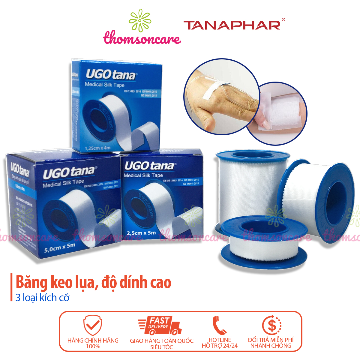 Băng dính cuộn vải lụa y tế UGOTANA - Đủ kích thước, dùng sơ cứu vết thương, mềm mại, thấm hút hiệu quả 1