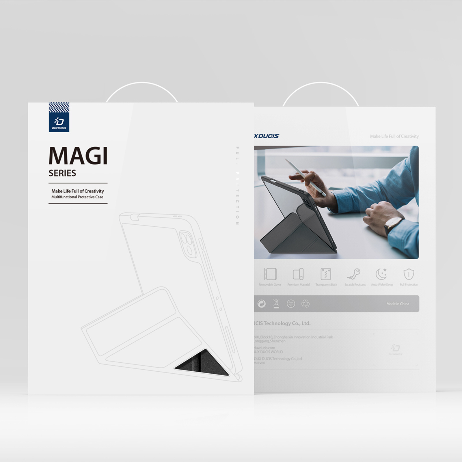 Bao da ipad Dux Ducis Magi cho iPad Pro 11 inch 2024/ Pro 13 inch 2024 M4, có khe cắm bút, auto sleep/wake, nắp lưng có thể tháo rời_ Hàng chính hãng