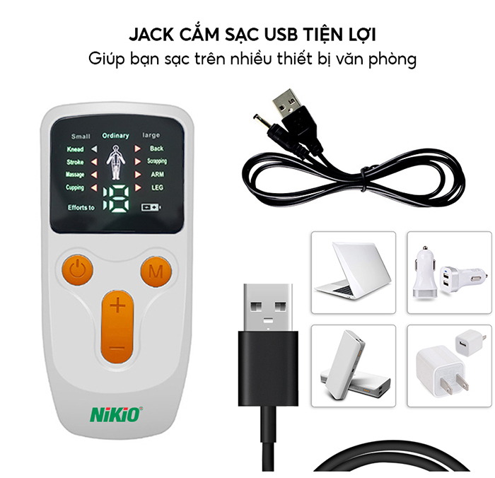 Máy massage xung điện pin sạc 8 miếng dán Nikio NK-101