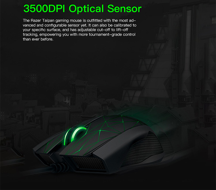 Razer Taipan 3500Dpi Gaming Mouse Usb Wired Ergonomic Pc Gamer Mouse Ambidextrous 3 Led Backlights Black