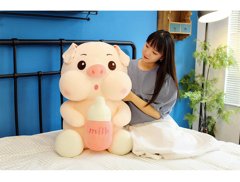 Gấu bông heo ôm bình sữa Thành Phát Đạt size 45cm - Hàng chính hãng Hafuto - Đồ chơi thú nhồi bông cao cấp cho bé, vải nhung mềm mịn, bông gòn tinh khiết, đàn hồi cao, bền đẹp dễ sử dụng và an toàn cho trẻ nhỏ 14