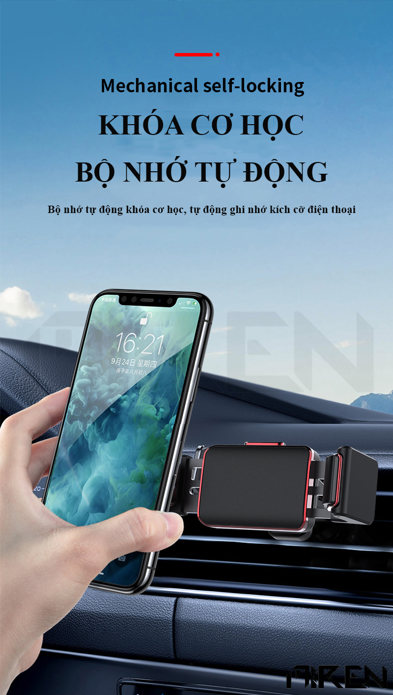 Giá Đỡ Điện Thoại Ô Tô Xe Hơi Gắn Trên Cánh Quạt Điều Hòa - Khóa Thông Minh - Xoay 360 Độ - Tiện Lợi - Hàng Chính Hãng 