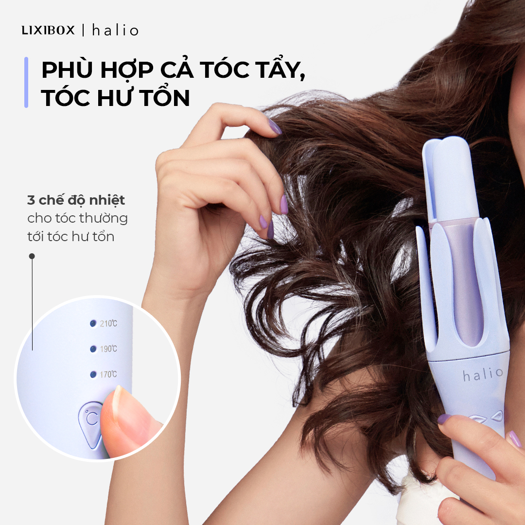 Máy Uốn Tóc Halio instaCurl Premium Automatic Hair Styler Tự Động Xoay - Bóng Mượt x18 lần, Trục 32 mm