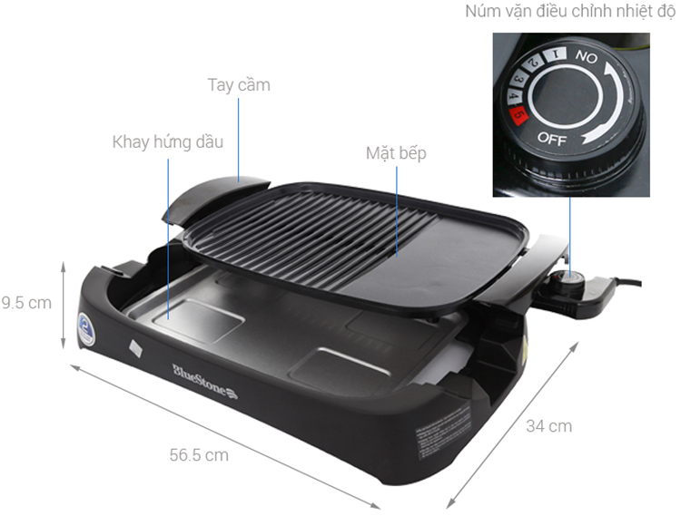 Vỉ Nướng Điện Bluestone EGB-7411 (2000W) - Hàng Chính Hãng
