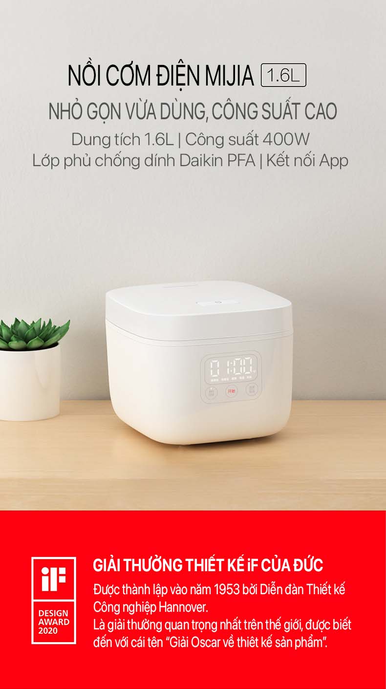 nồi cơm điện thông minh Mijia DFB201CM 1.6L kết nối wifi