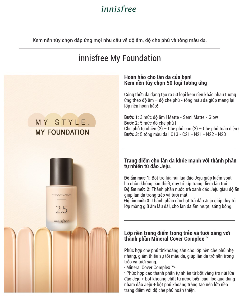 Kem Nền Trang Điểm Innisfree My Foundation N21 30ml