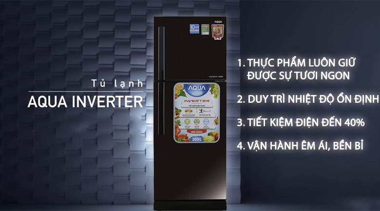 Tủ Lạnh Inverter Aqua AQR-I209DN-DC (186L)