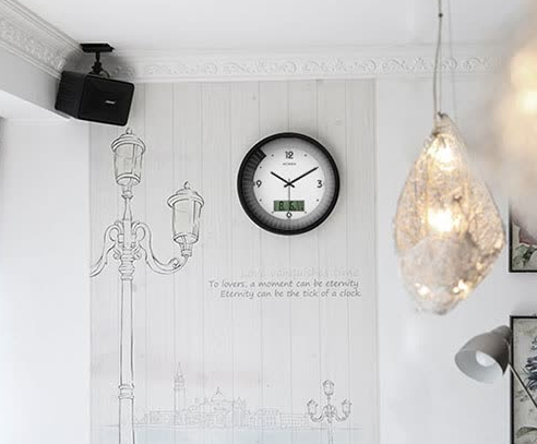 Momen wall clock creative LCD multi-function clock fashion living room modern clock bedroom wall clock hanging table quartz clock