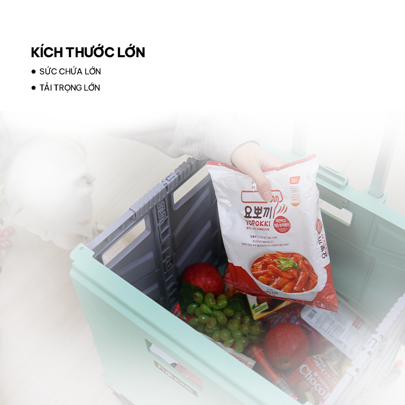 Xe kéo đi chợ siêu thị  65L xếp gọn nhập khẩu FUJIHOME ST250, bánh xe xoay 360 độ, xe đẩy hình hộp vali 65L xếp gọn đa năng- Hàng chính hãng