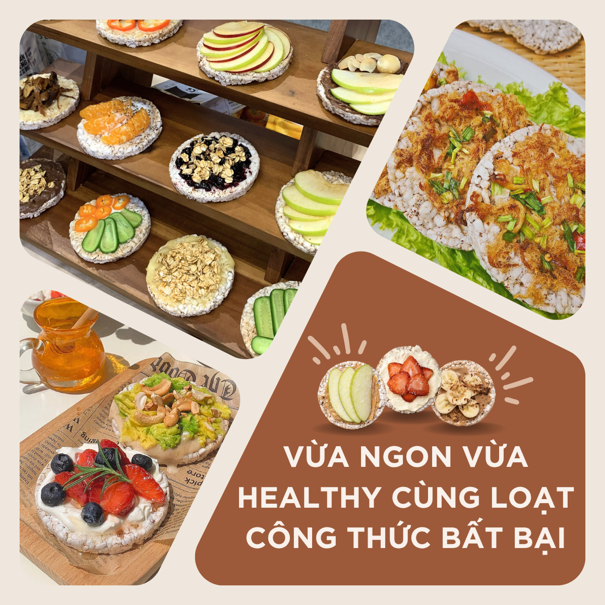 Bánh gạo lứt GUfoods - Không chiên dầu, Không đường, Từ gạo và ngũ cốc nguyên hạt, Lành mạnh, Phù hợp Eat clean, Ăn vặt healthy, Thực dưỡng, Tập gym, Thuần chay, Đa dạng hương vị (túi 300g = 30 bánh)