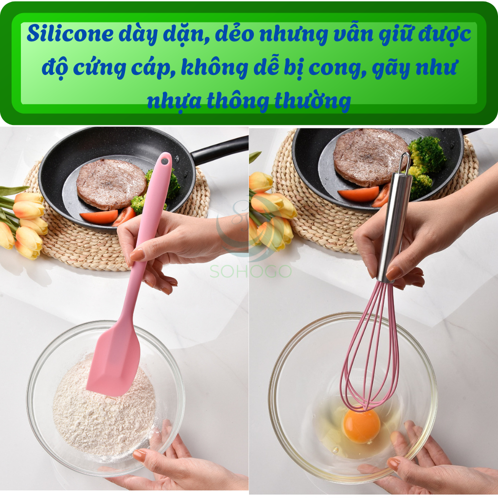 Bộ Dụng Cụ Nấu Ăn Silicone Chống Dính 5 Món Combo Dụng Cụ Nấu Ăn Đa Năng – Chất Liệu Silicone Cao Cấp Bộ Dụng Cụ Nhà Bếp Silicone Chống Nóng, An Toàn Cho Sức Khỏe