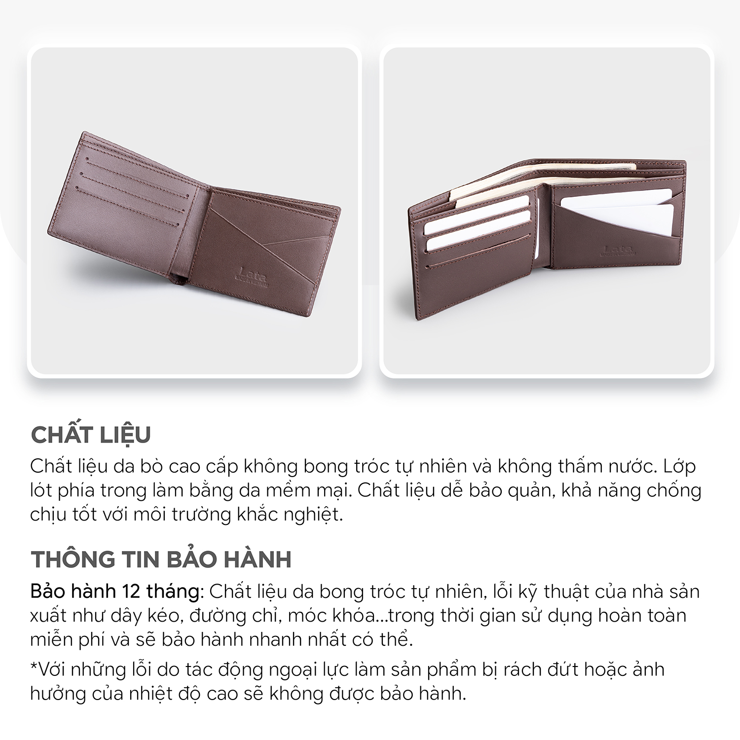 Ví nam da thật họa tiết sọc ngang Lata LVN122