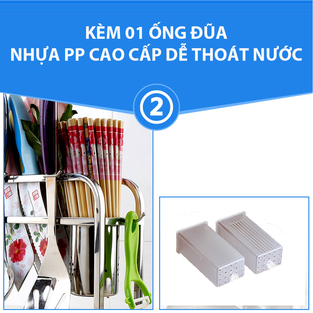 kệ cài dao thớt inox 304 kèm ống đũa
