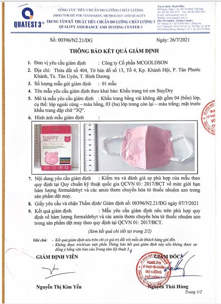 Khẩu trang trẻ em Gấu trúc StayDry