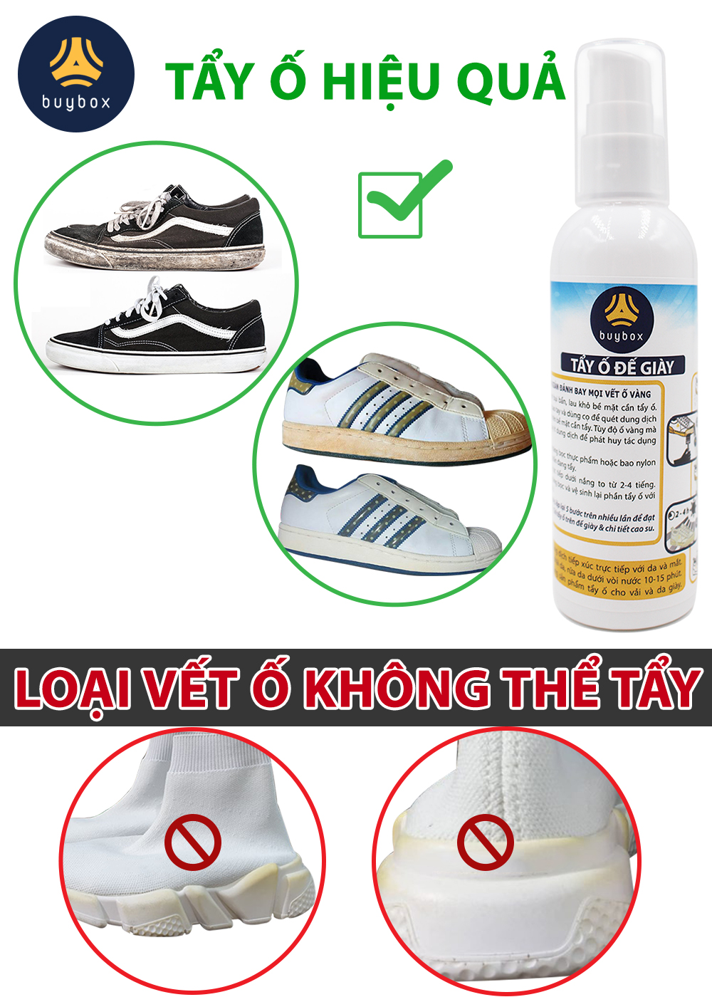 Dung dịch tẩy ố đế giày và các chi tiết bằng chất liệu nhựa hoặc cao su - buybox - BBPK73 - 100ml