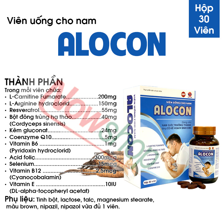 Viên Uống Tăng Khả Năng Thụ Thai Alocon Nam Vạn Tam Giúp Bổ Thận Tráng Dương Tăng Cường Sinh Lý Mạnh Tinh Trùng