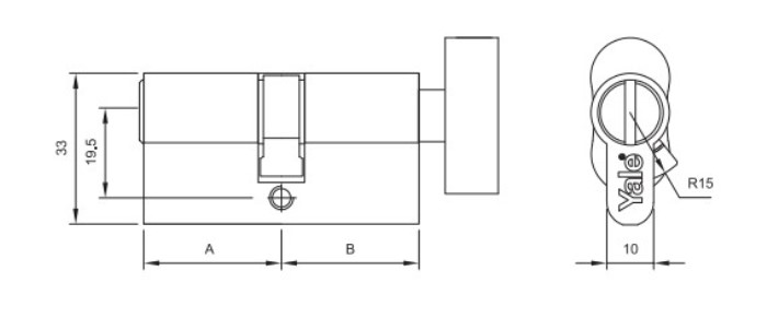 Ruột khóa Yale cho phòng WC, không cần chìa- 10-0513-3535-CK-22-01