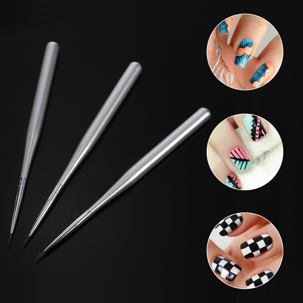 3pcs/set Professional Acrylic Nail Art Brush Set Nal Art Painting Brushes Nail Drawing Line