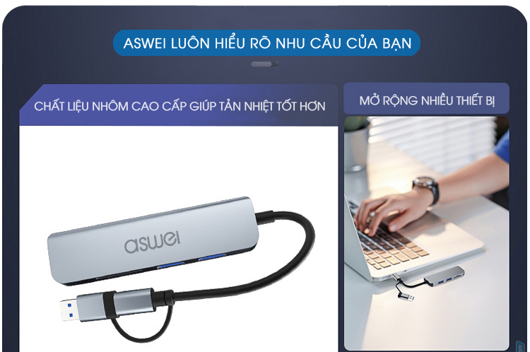 usb 3.0, hub type c aswei 5in1