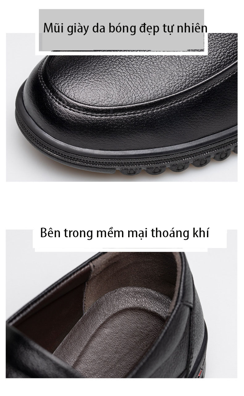 Giày da nam giày da bò nam giày nam giày cho bố giày trung niên cao cấp thời trang phong cách Hàn Quốc mã T26555 tặng kèm 1 chiếc vòng đeo tay gỗ quý ngẫu nhiên 10