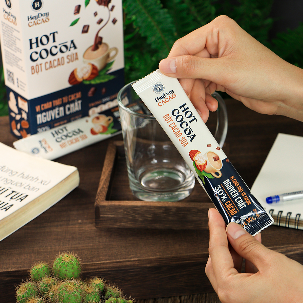 Bột cacao sữa Heyday - Hot Cocoa hộp 12 gói x 20g - Đậm vị chân thật từ cacao nguyên chất