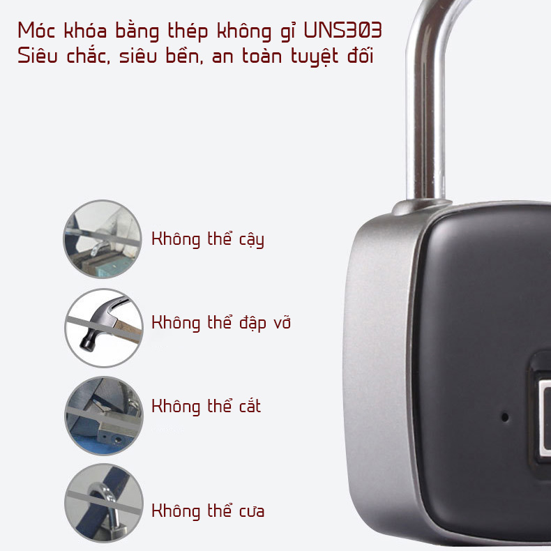 Ổ khóa vân tay chống trộm Nikeer P3 bằng thép không gỉ chống nước chống phá khóa gia dụng ALOMA