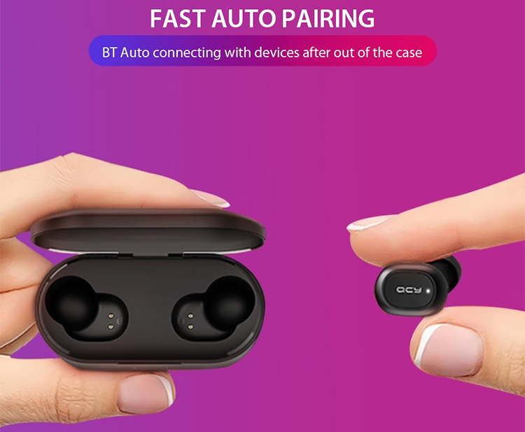Global Version Xiaomi QCY T2C TWS BT Wireless Earphones with Dual Microphone 800mAh Charging Box Stereo BT Headsets Black