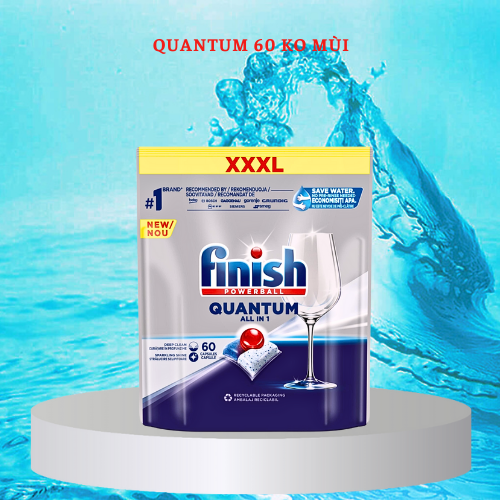 Túi 60 viên rửa chén Finish Quantum Max Dishwasher Tablets Lemon QT025460 - hương chanh