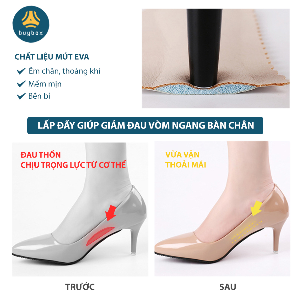 Lót giày sandal nguyên bàn chất liệu mút EVA ép mặt da êm chân thoáng khí - Buybox - BBPK273