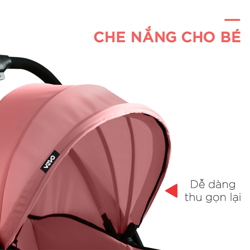 Xe đẩy em bé Vovo 2 chiều 2019, chât liệu hợp kim platinum, tải trọng 50 kg, đệm nằm thiết kế chống cong vẹo cột sống của bé 2