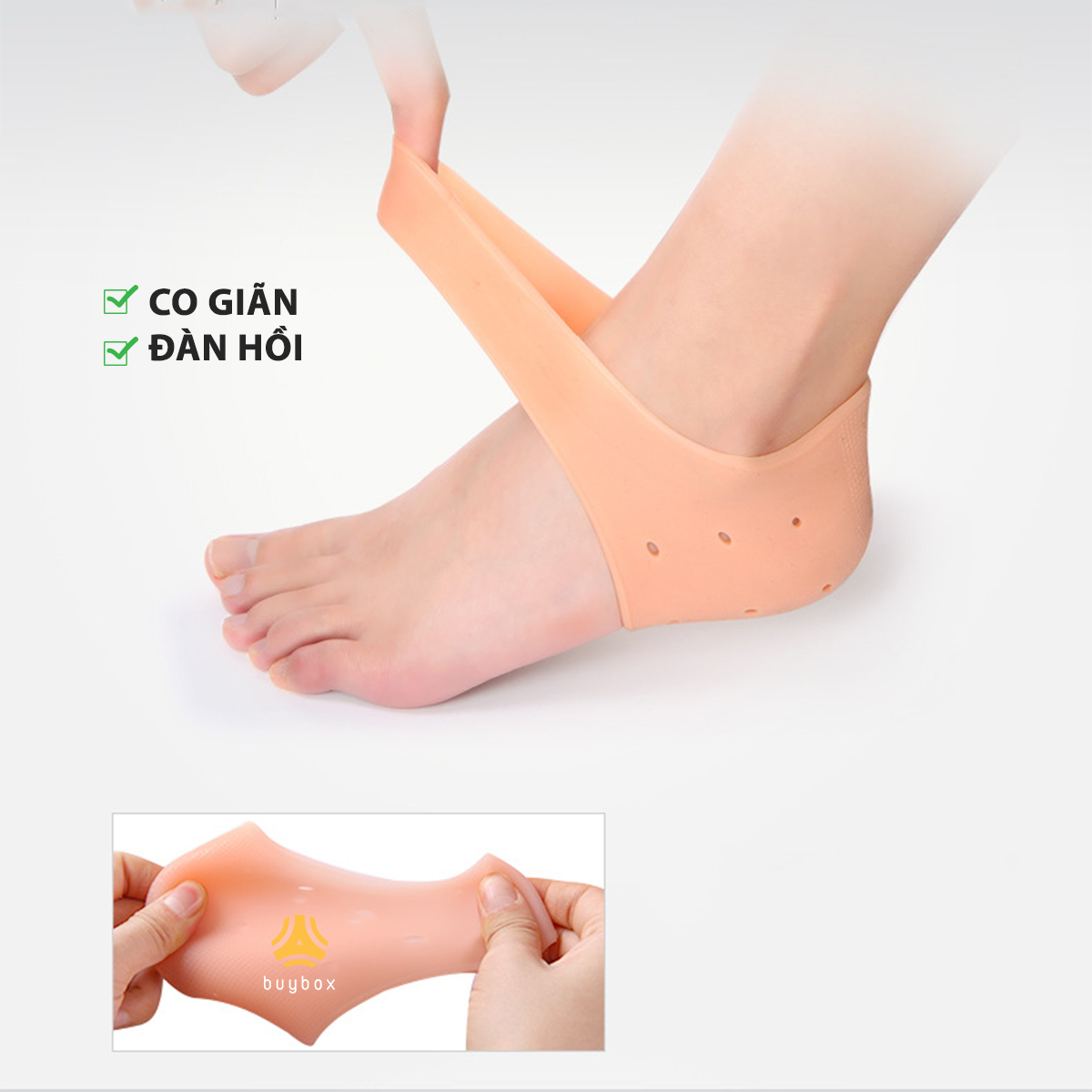 Combo 5 cặp Vớ bọc gót chân silicone chống nứt nẻ chống bong tróc da và giúp làm hồng gót sen - buybox - BBPK68_5