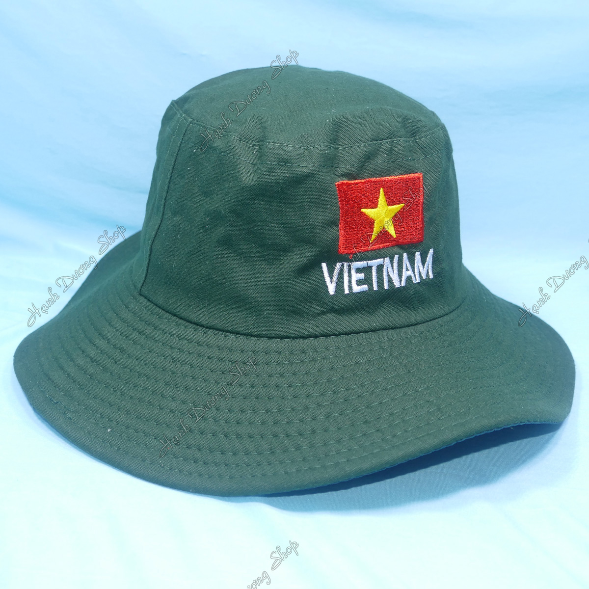 Mũ tai bèo nam vành rộng thêu cờ Việt Nam, chất liệu vải kaki oát mát mẻ, bền chắc - Hạnh Dương