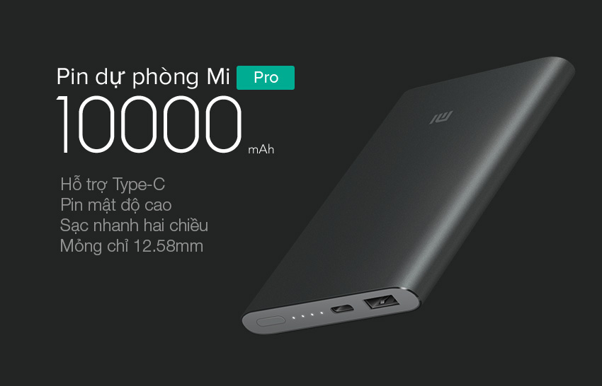 Pin Sạc Dự Phòng Xiaomi VXN4195US 10000 mAh Mi Power Bank Pro Gold - Hàng Chính Hãng