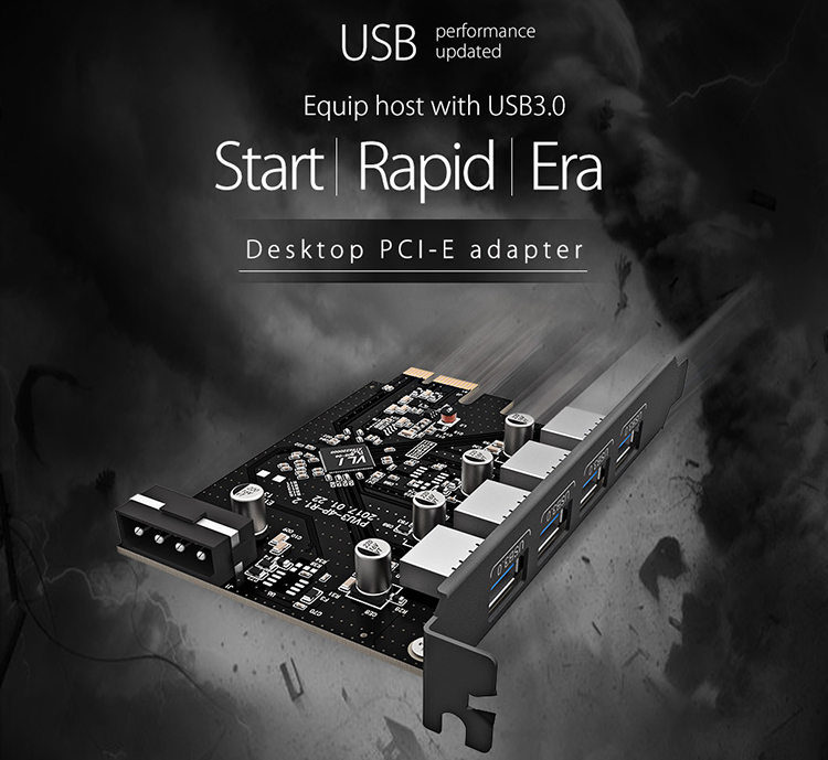 Card chuyển cổng pciex 1 sang 4 cổng USB 3.0 Orico PVU3-4P - Hàng chính hãng
