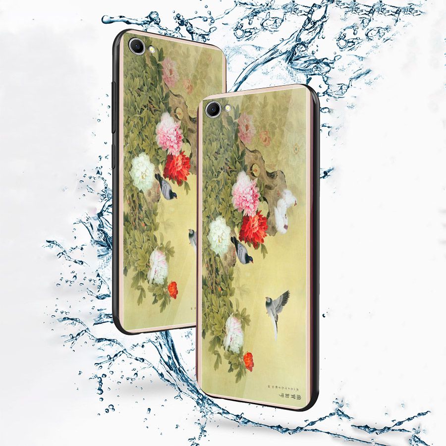 Ốp điện thoại kính cường lực cho máy Oppo A83/A1 - mẫu đơn MS MAUDON019
