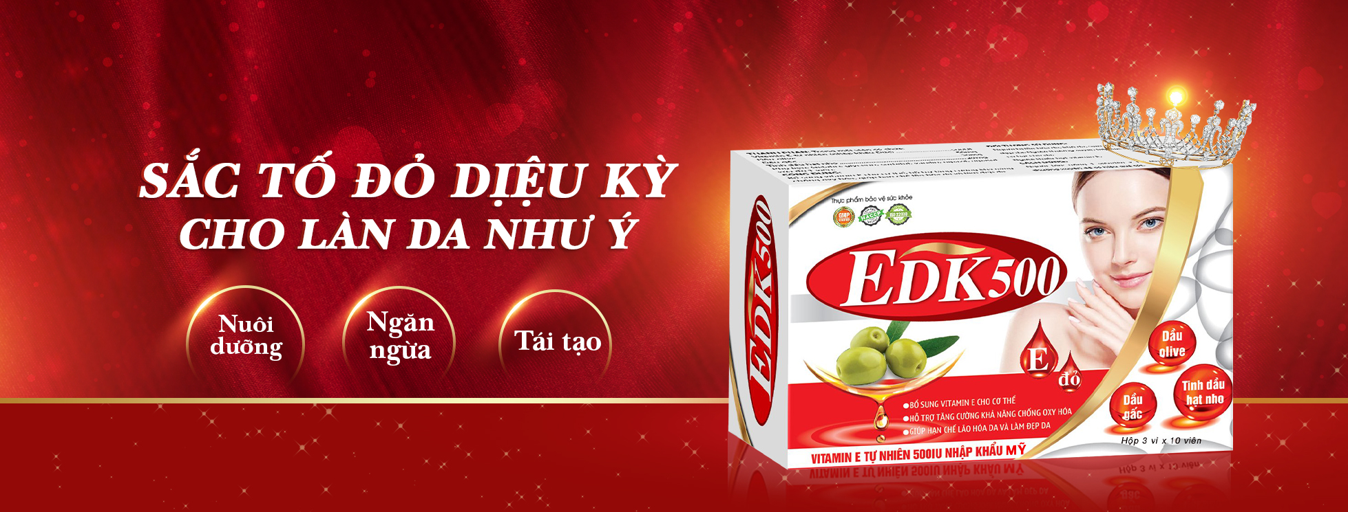 Viên Uống Vitamin E EDK500 Dân Khang Chống Oxy Hóa Dưỡng Da Sáng Khỏe Hộp 30 Viên