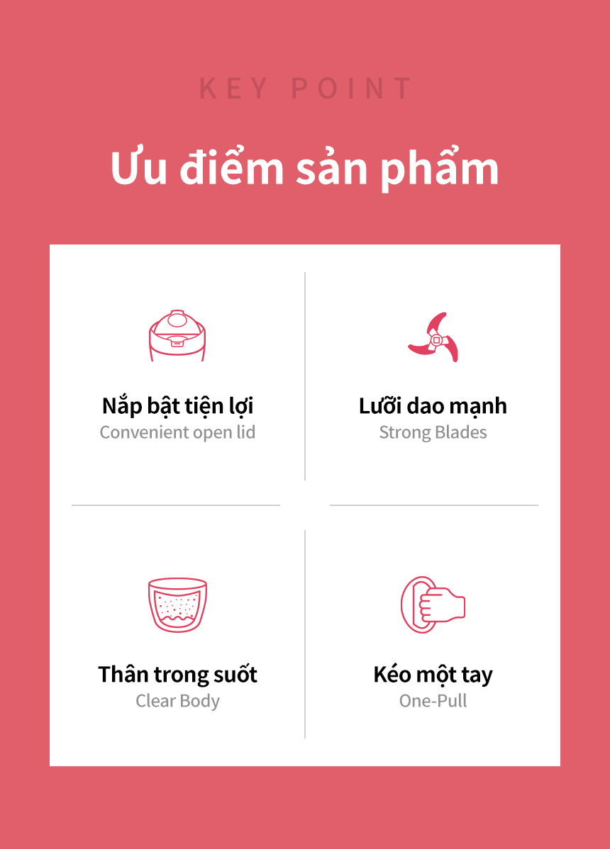 Dụng Cụ Xay Tỏi Ớt LocknLock CKS342BEG, CKS343BEG, CKS344BEG, Hàng Chính Hãng, Kéo Tay - JoyMall