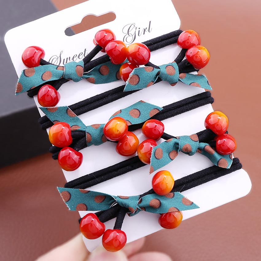 Dây buộc tóc nữ quả anh đào [Set 5 dây] NASI dễ thương phong cách hàn quốc thun cột tóc nữ co giãn tốt phụ kiện tóc