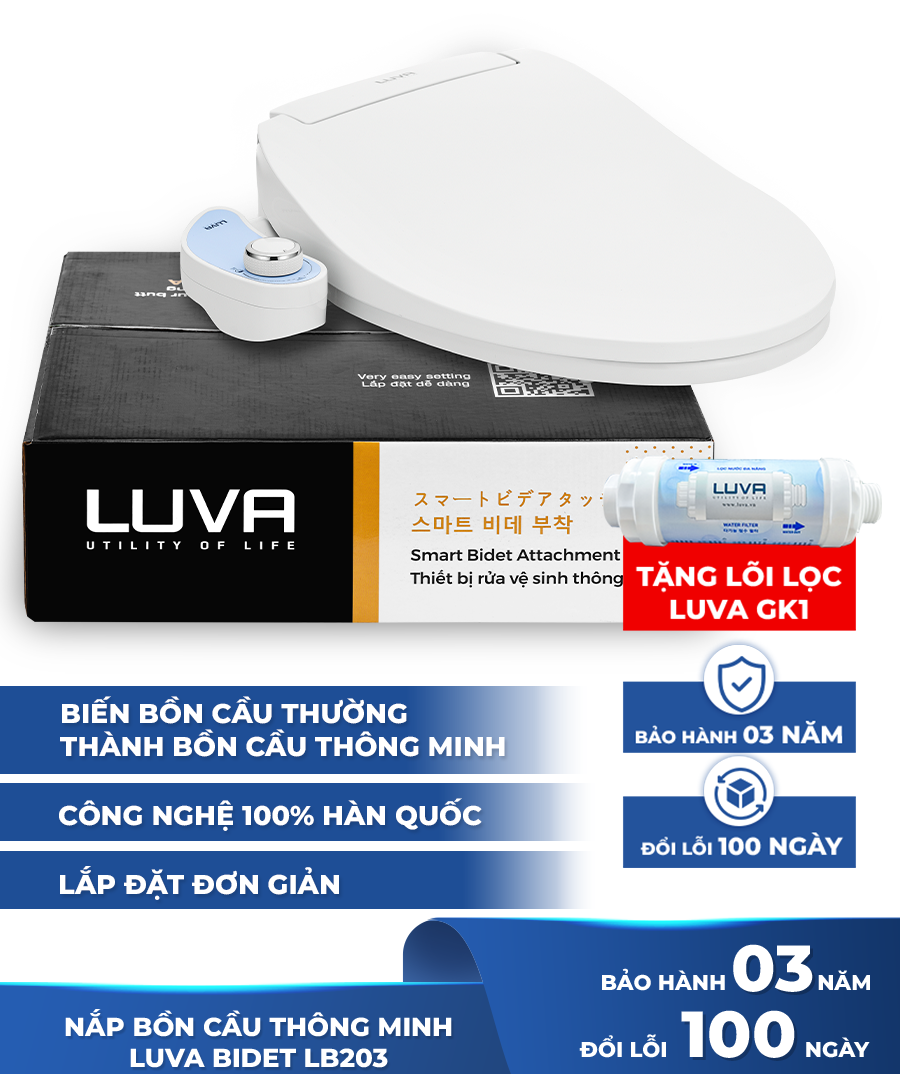 Nắp bồn cầu thông minh LUVA BIDET - LB203