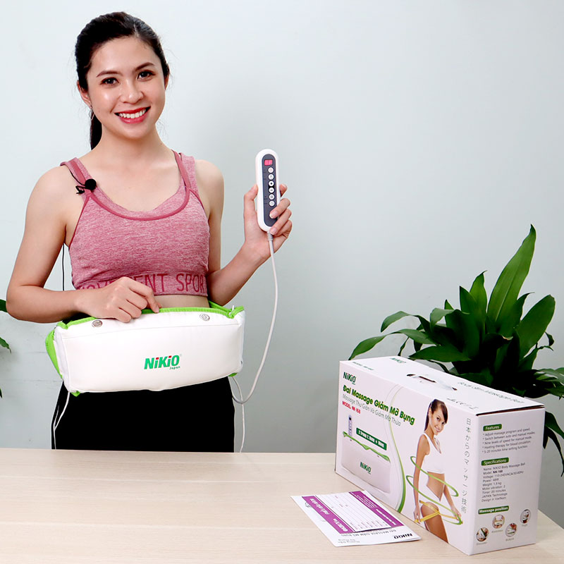 Máy (Đai) Massage Bụng Nikio NK-168 - Máy Rung Tan Mỡ Bụng Nam Nữ, Làm Săn Chắc Cơ Bụng Nhanh, Kết Hợp Nhiệt Nóng Làm Ấm Bụng, Giảm Đau Bụng Kinh