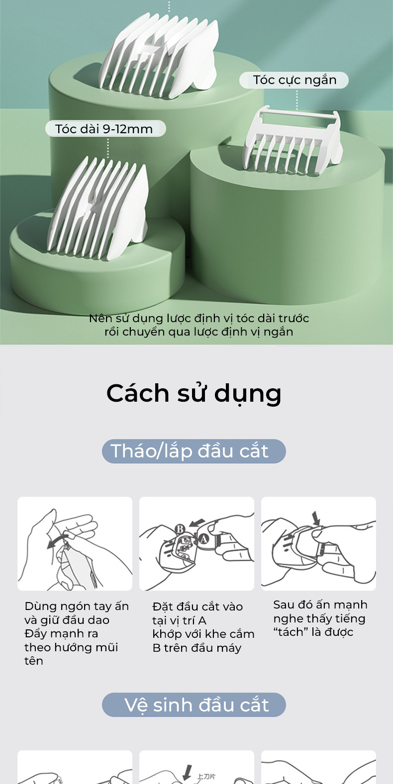 Tông đơ cắt tóc cho bé Misuta NS-M01, tặng kèm áo choàng cắt tóc cho bé, sạc 1h dùng 10 lần kèm bộ phụ kiện 9 món - Hàng chính hãng