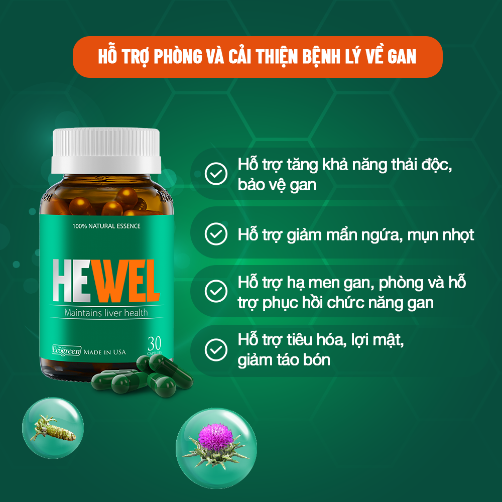 Combo 4 hộp HEWEL bổ gan 30 viên tặng 1 hộp QIK HAIR for Men 15 viên