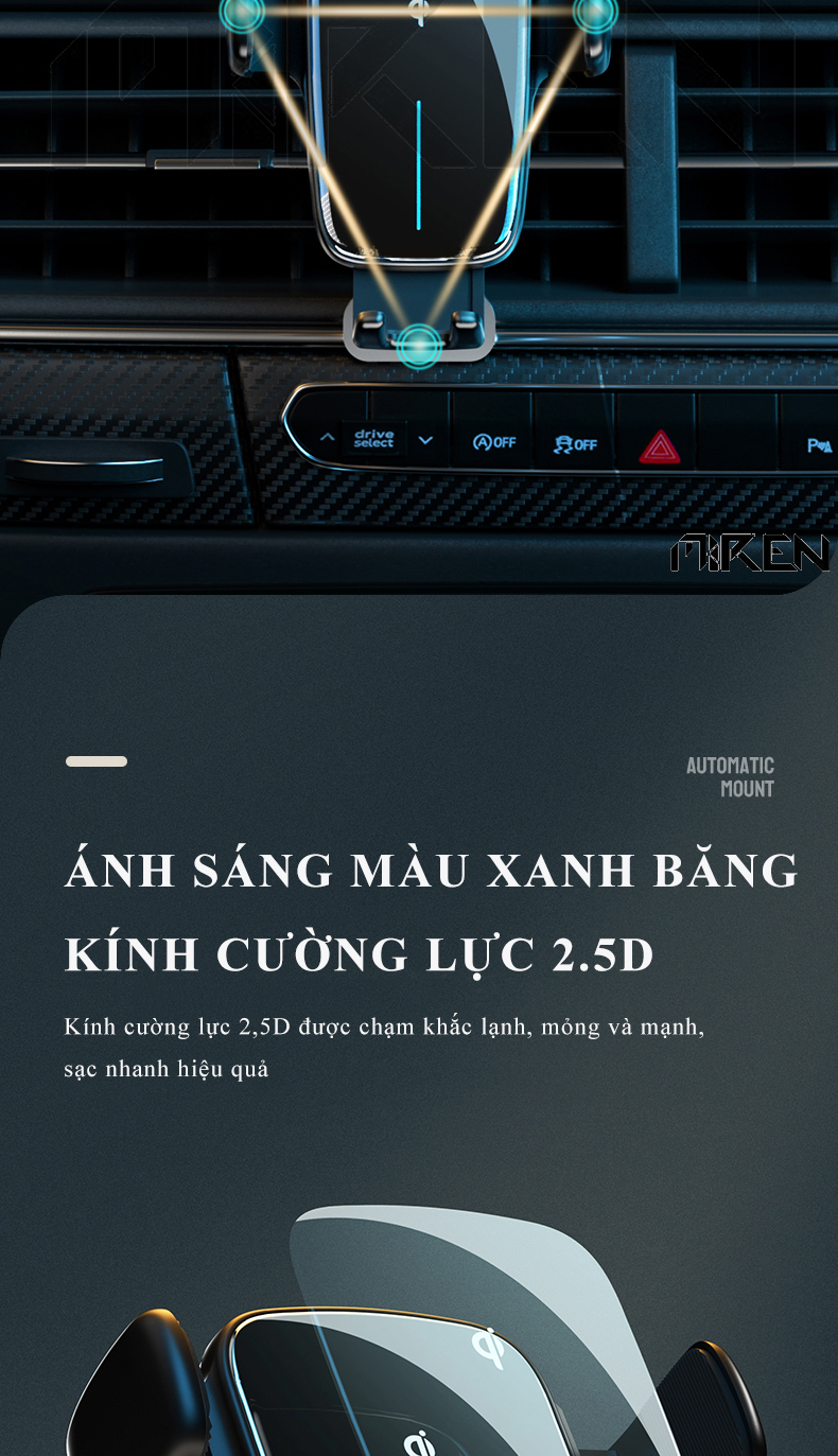 Giá Đỡ Điện Thoại Ô Tô Xe Hơi Cảm Ứng - Hỗ Trợ Sạc Không Dây Qi – Xoay Chuyển Góc Độ Ngang Dọc Kẹp Cánh Điều Hòa Hoặc Dùng Đế Hít Kèm Theo – Hàng Chính Hãng