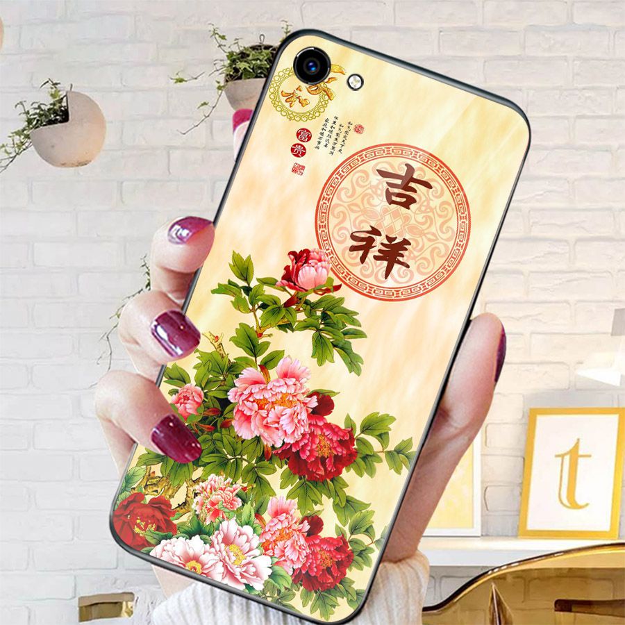 Ốp kính cường lực cho điện thoại Oppo F1S/A59 - mẫu đơn MS MAUDON003