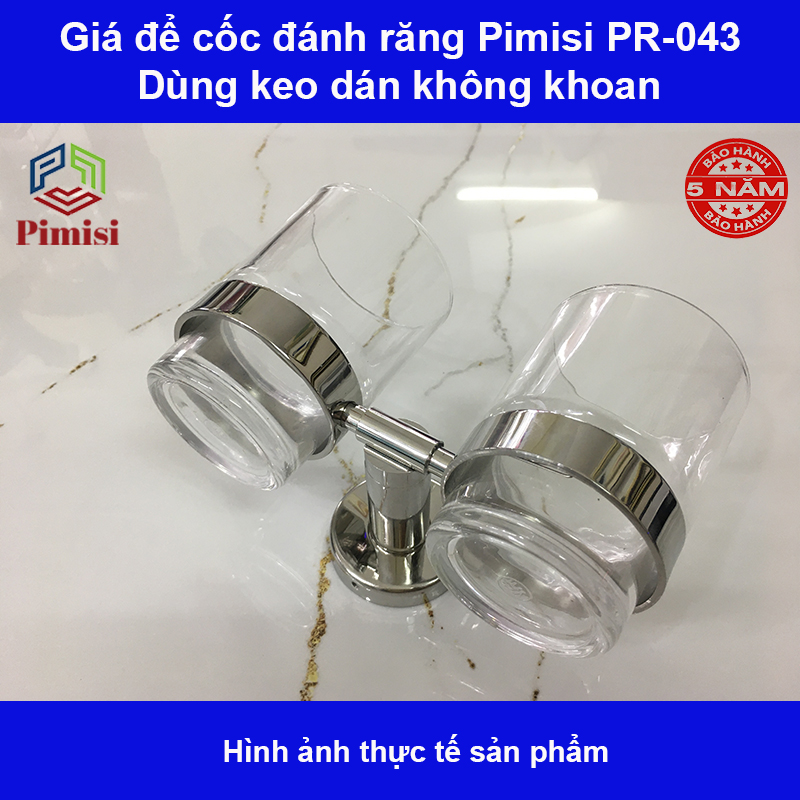 Giá để cốc inox 304 Pimisi PR-043 gắn tường bằng keo