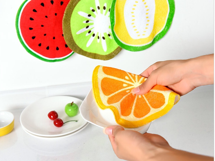 Khăn lau đa năng siêu thấm họa tiết trái cây hình tròn 20cm